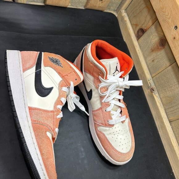 6.5Y Nike Air Jordan 1 Mid SE Team Orange & Sail Basketball Shoes DV1336-800